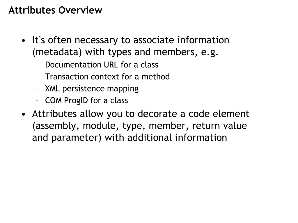 attributes overview