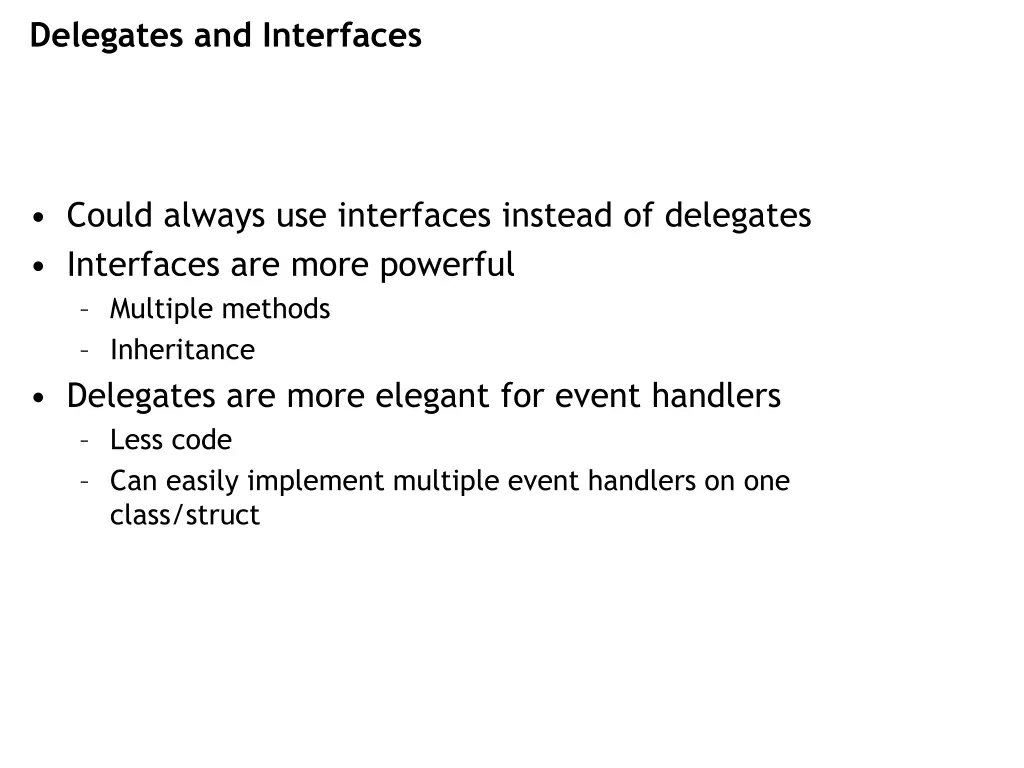 delegates and interfaces