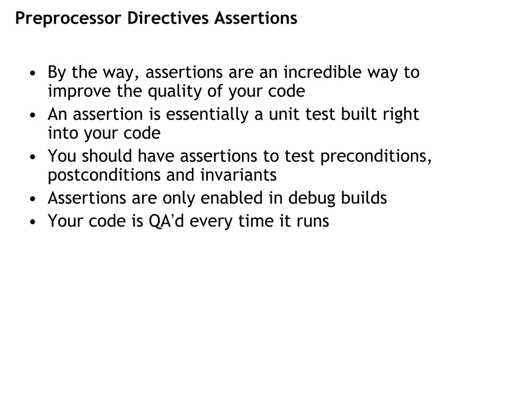 preprocessor directives assertions