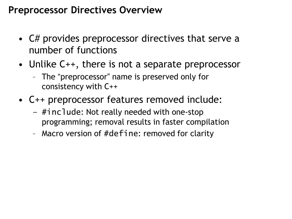 preprocessor directives overview