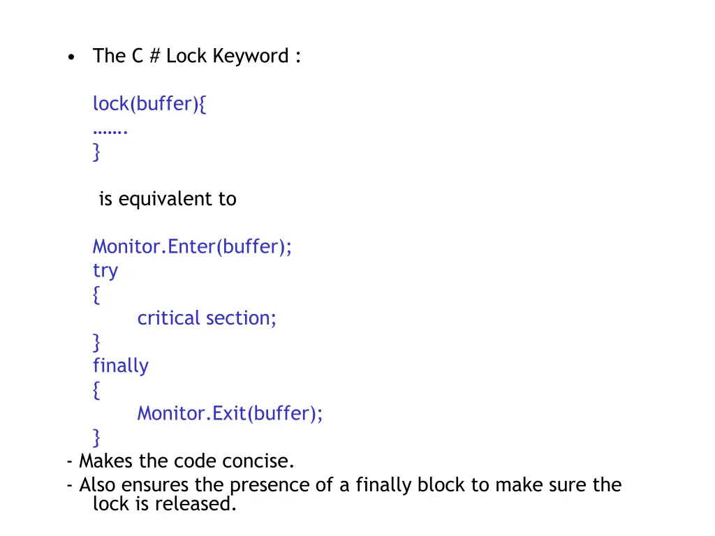 the c lock keyword lock buffer is equivalent to