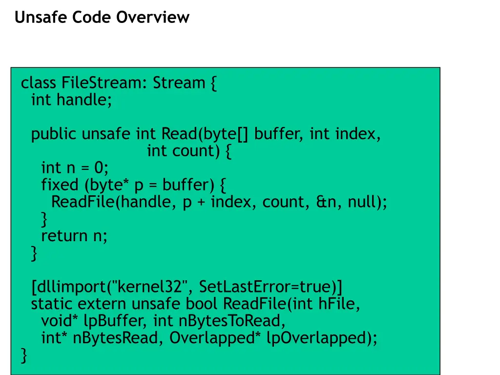 unsafe code overview 2