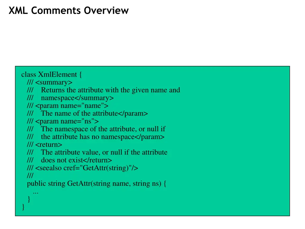 xml comments overview 2