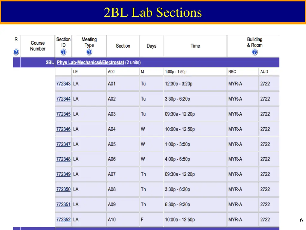 2bl lab sections