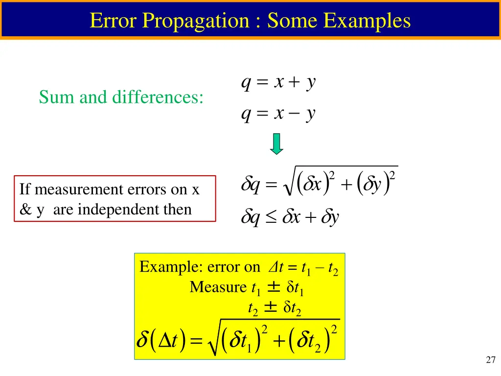 error propagation some examples