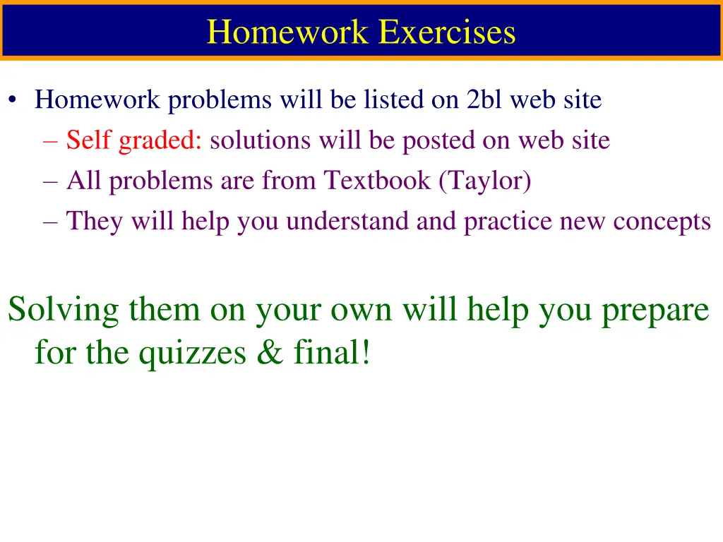 homework exercises