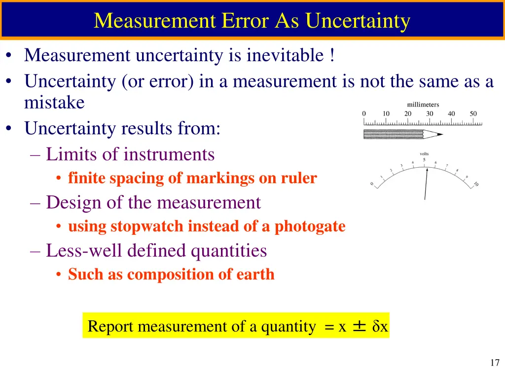 measurement error as uncertainty