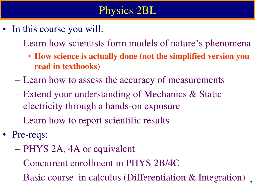 physics 2bl