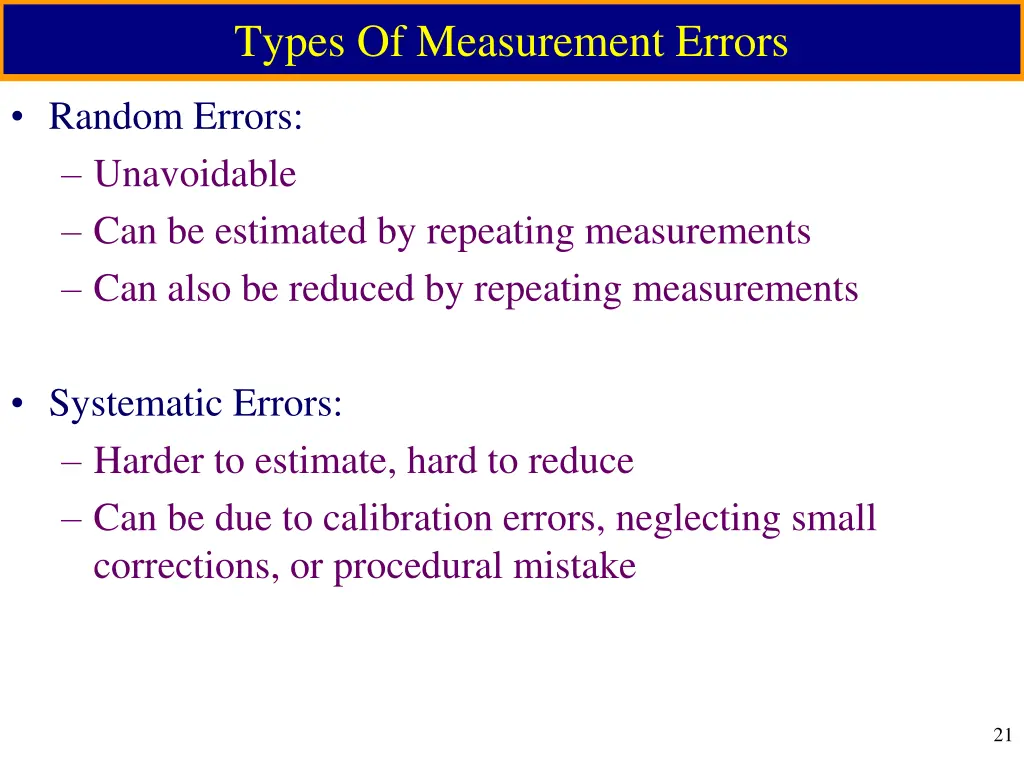 types of measurement errors