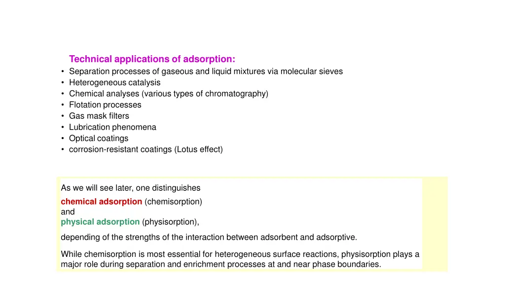 technical applications of adsorption separation