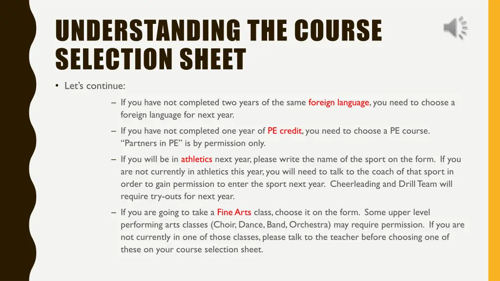 understanding the course selection sheet