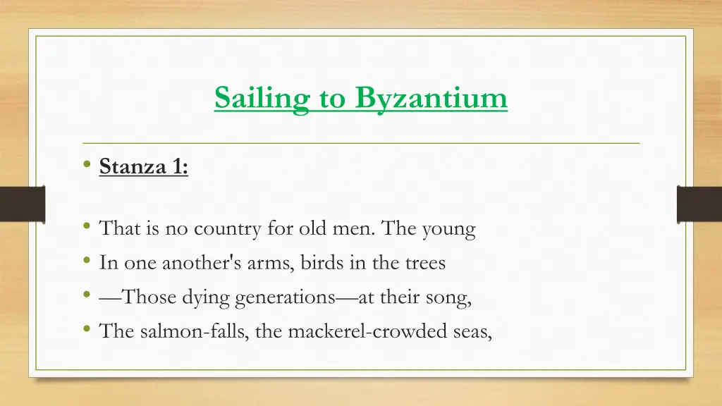 sailing to byzantium