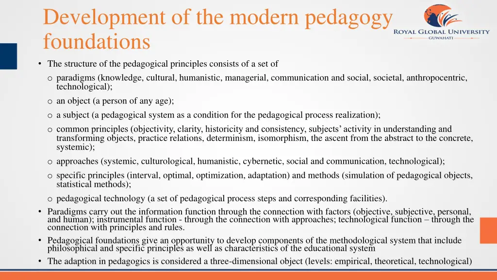 development of the modern pedagogy foundations