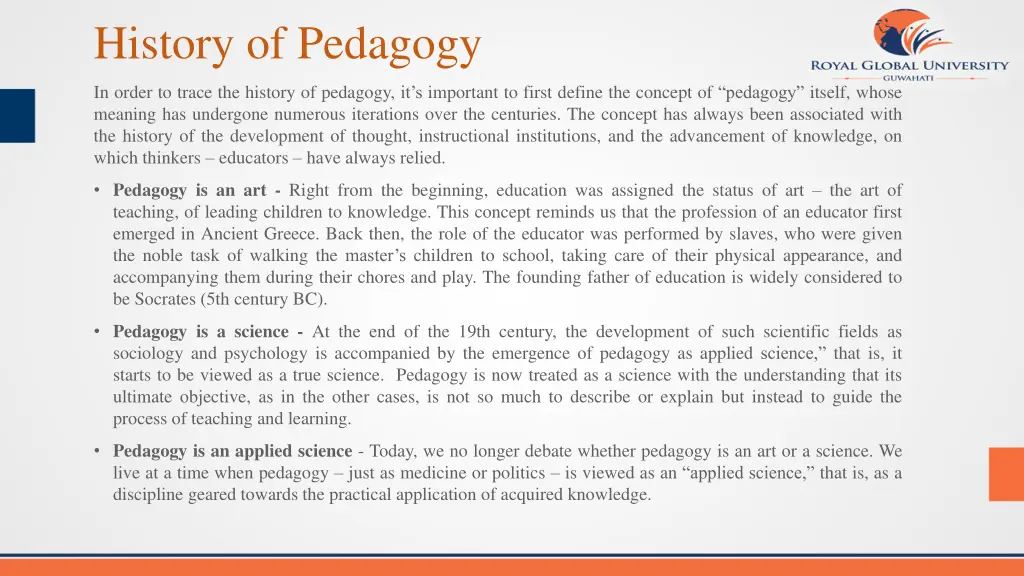 history of pedagogy