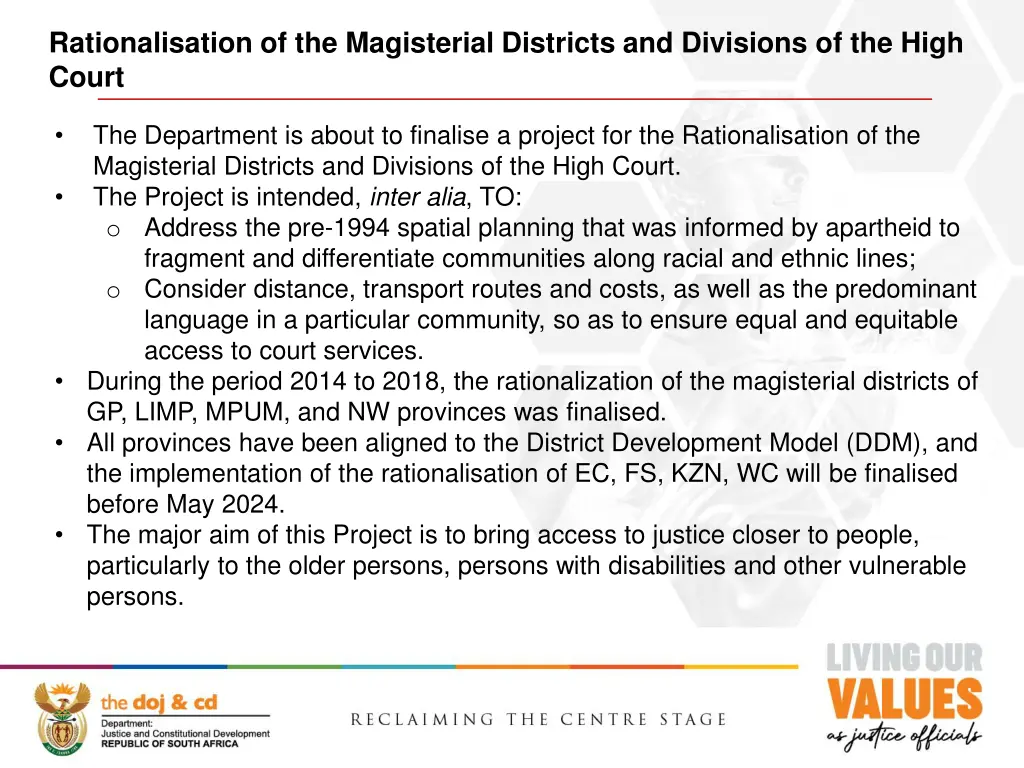 rationalisation of the magisterial districts