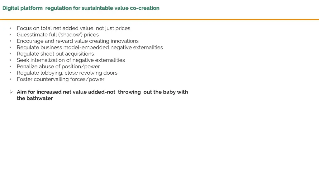 digital platform regulation for sustaintable