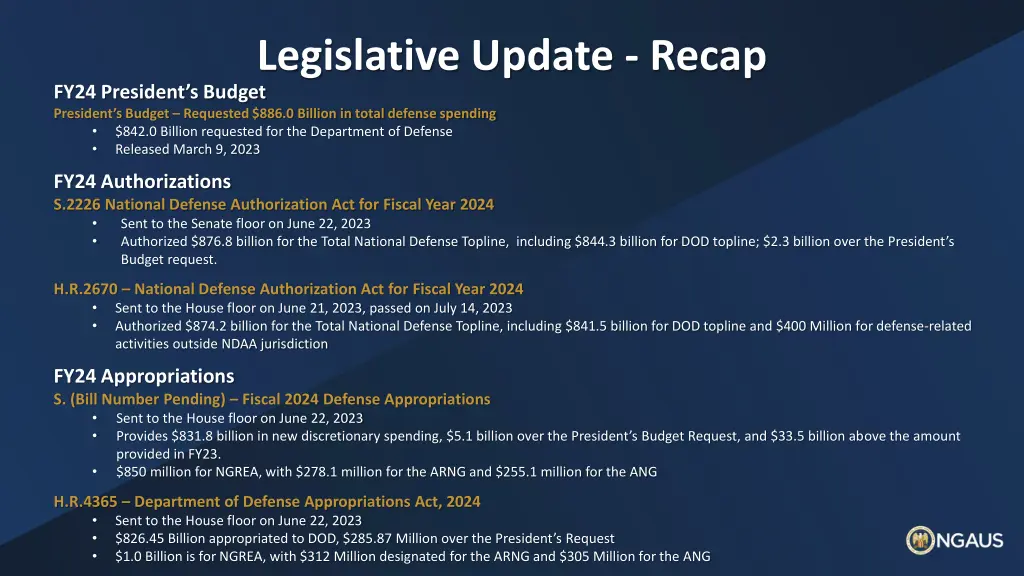 legislative update recap