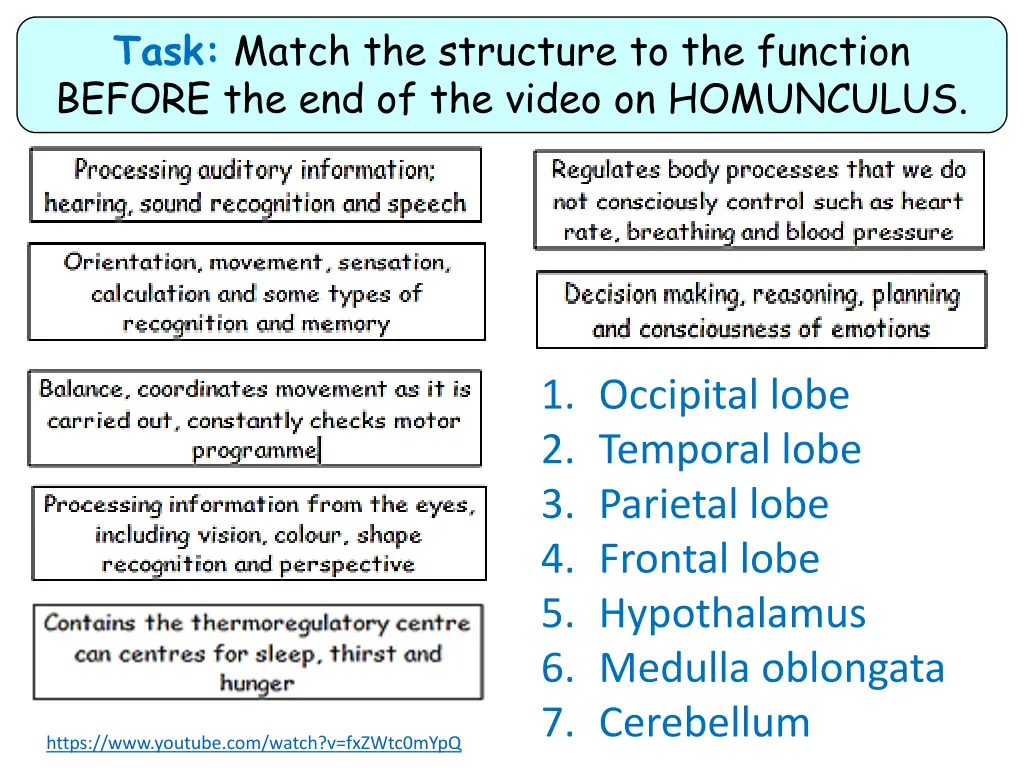 task match the structure to the function before