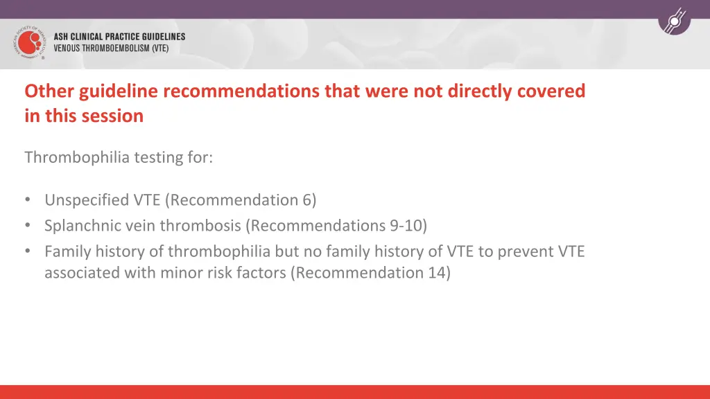 other guideline recommendations that were