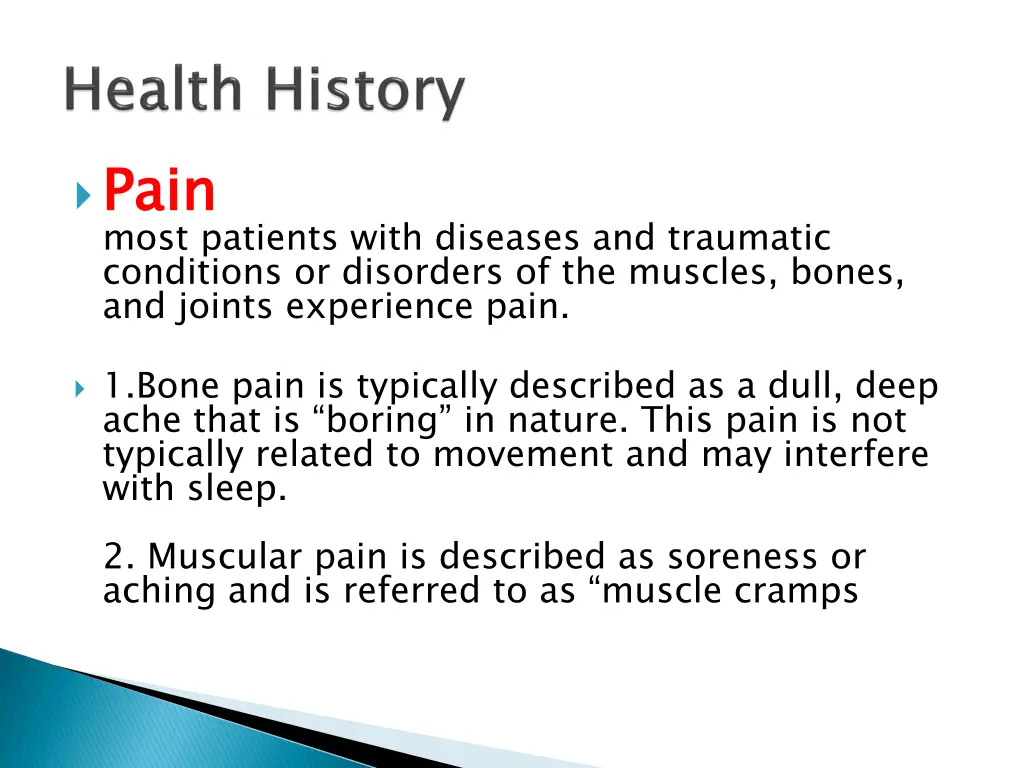 pain most patients with diseases and traumatic