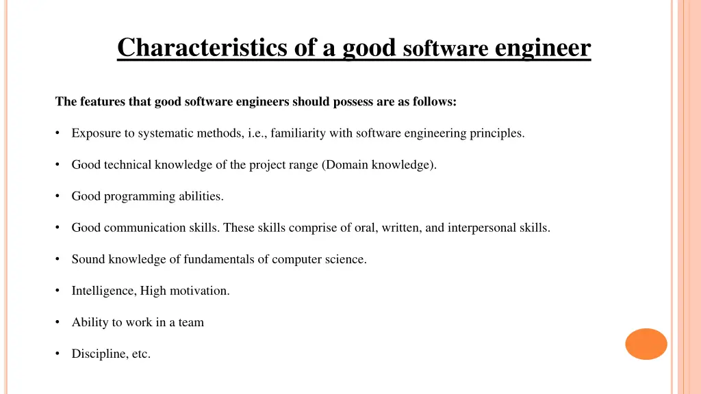 characteristics of a good software engineer
