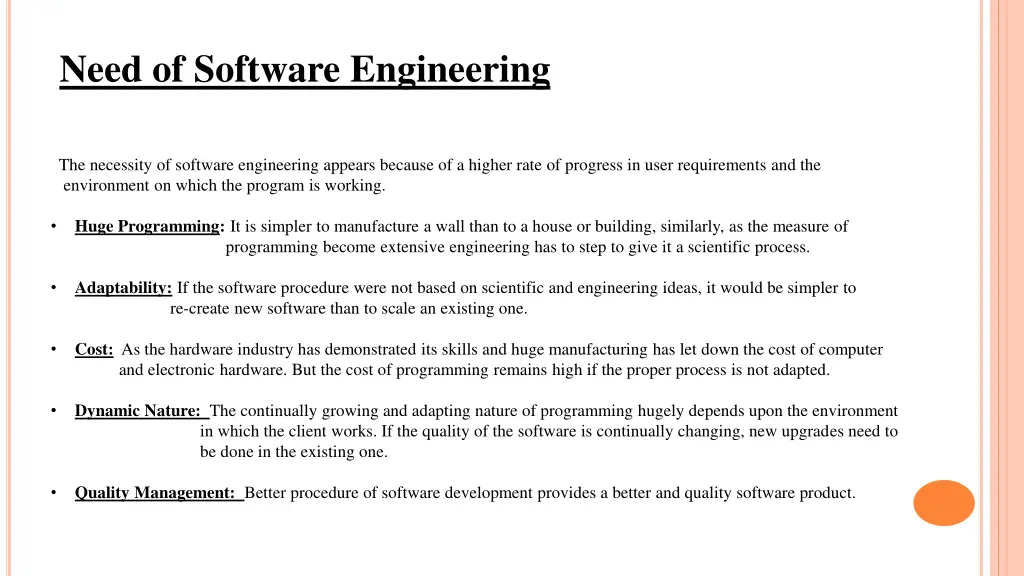 need of software engineering