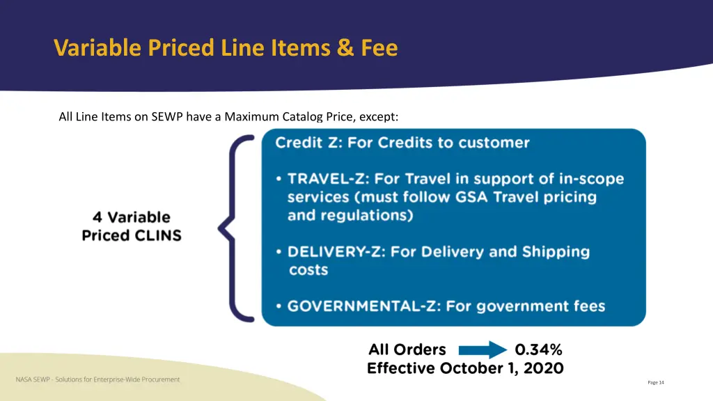 variable priced line items fee