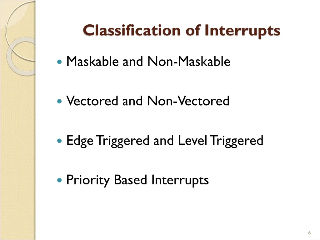 classification of interrupts