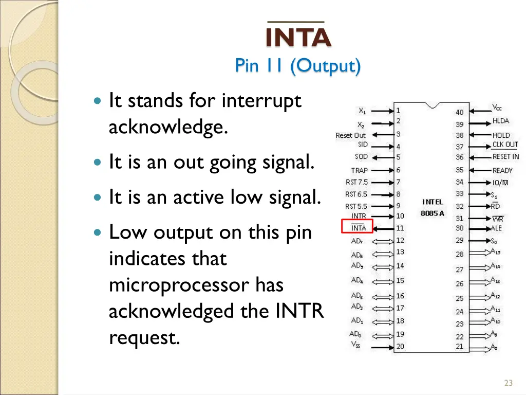 inta pin 11 output