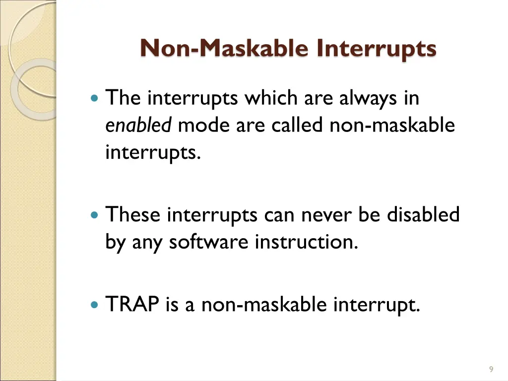 non maskable interrupts