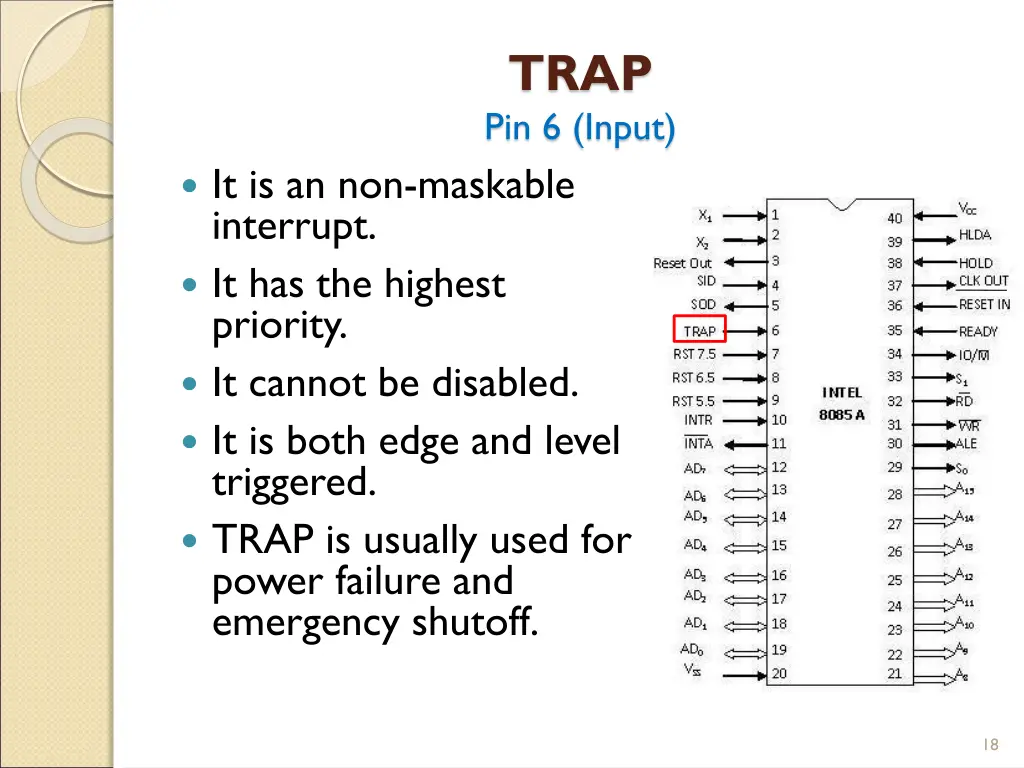 trap pin 6 input