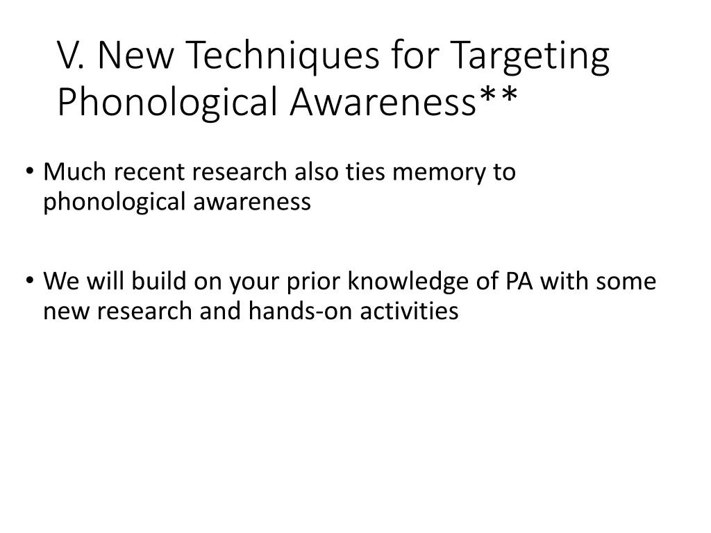 v new techniques for targeting phonological