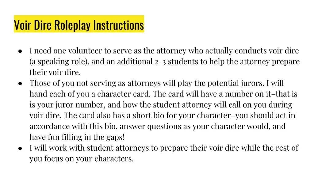 voir dire roleplay instructions