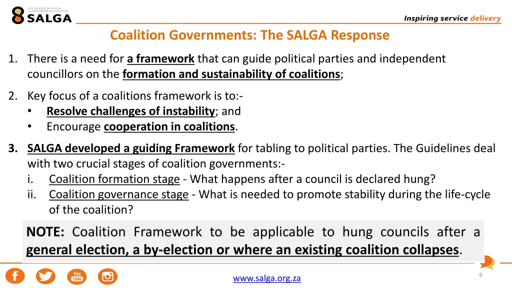 coalition governments the salga response