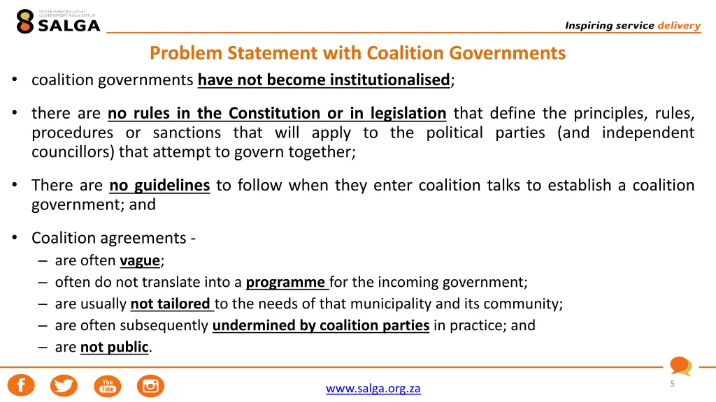 problem statement with coalition governments