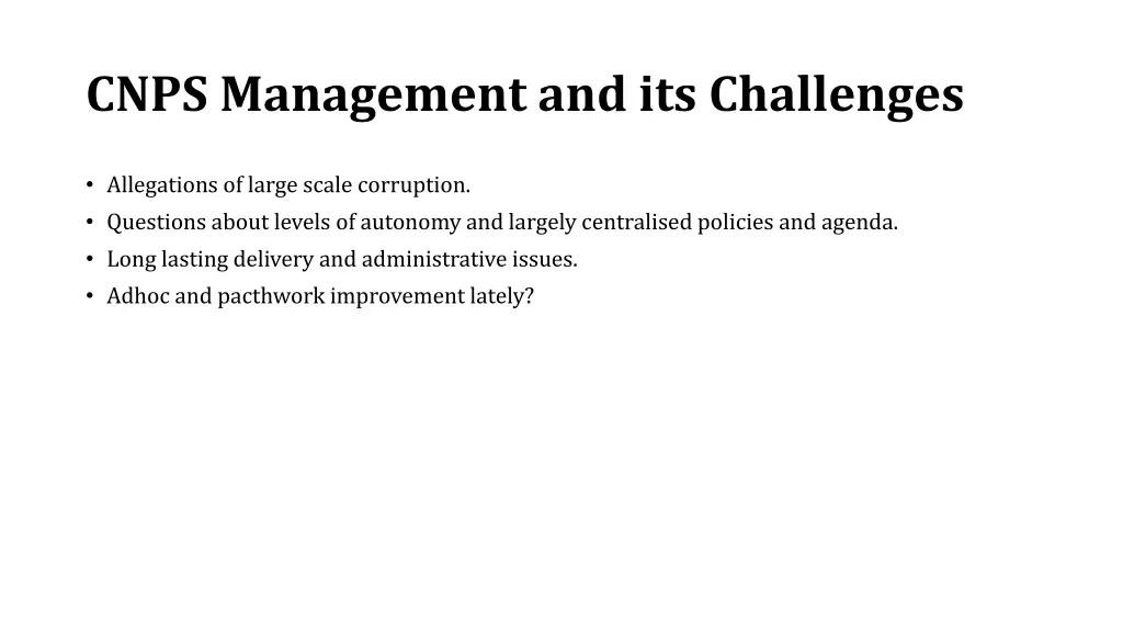 cnps management and its challenges