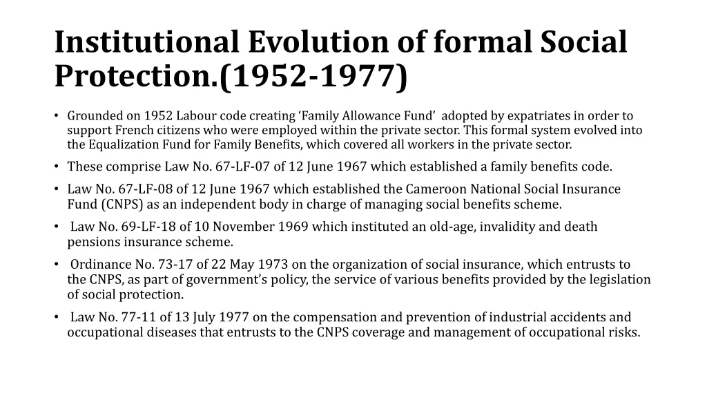 institutional evolution of formal social
