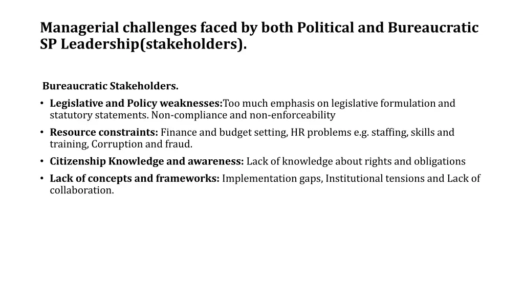 managerial challenges faced by both political 1