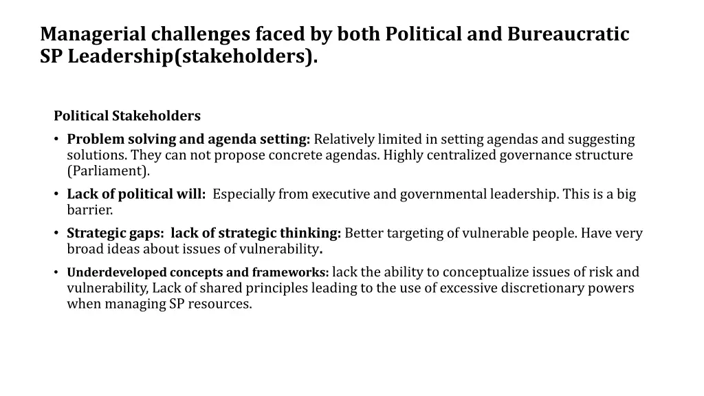 managerial challenges faced by both political