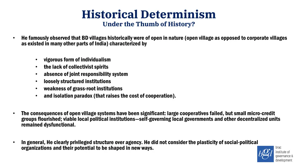 historical determinism under the thumb of history 1