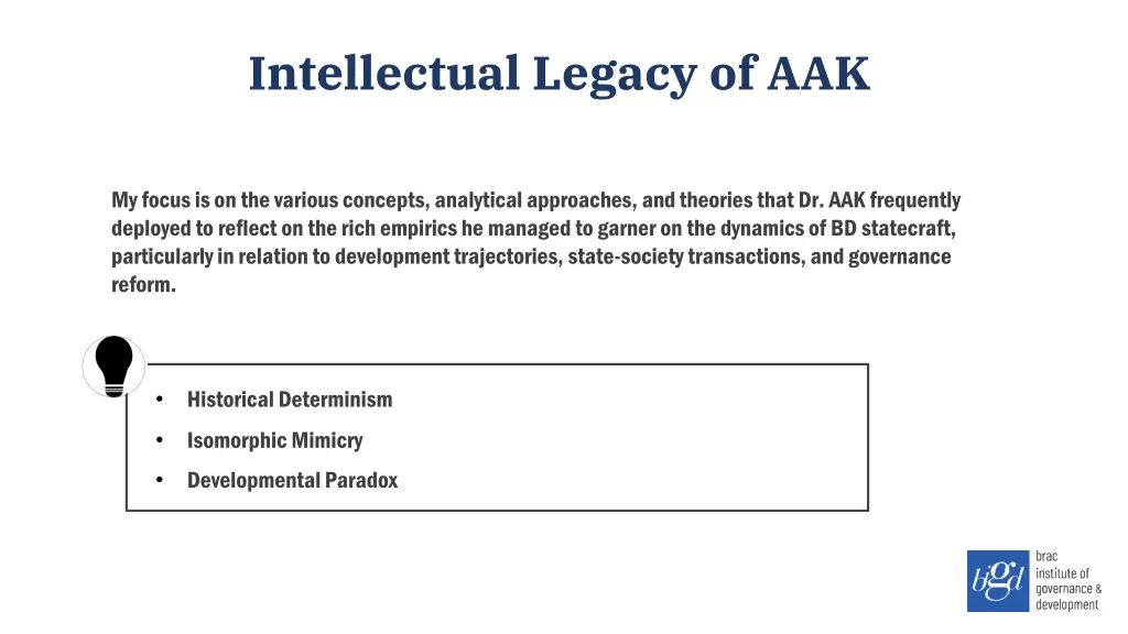 intellectual legacy of aak