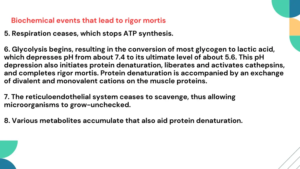 biochemical events that lead to rigor mortis