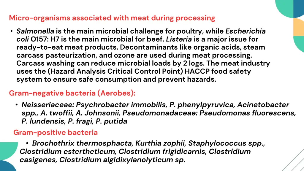 micro organisms associated with meat during