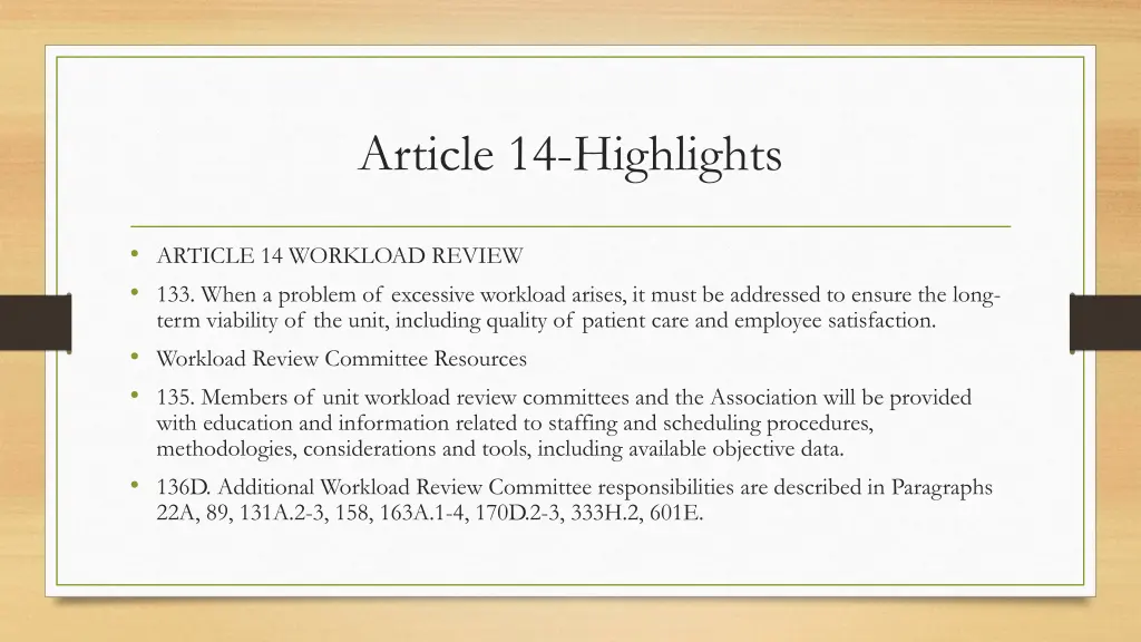 article 14 highlights