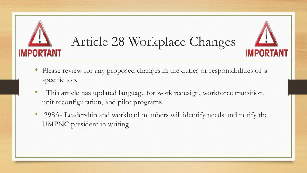 article 28 workplace changes