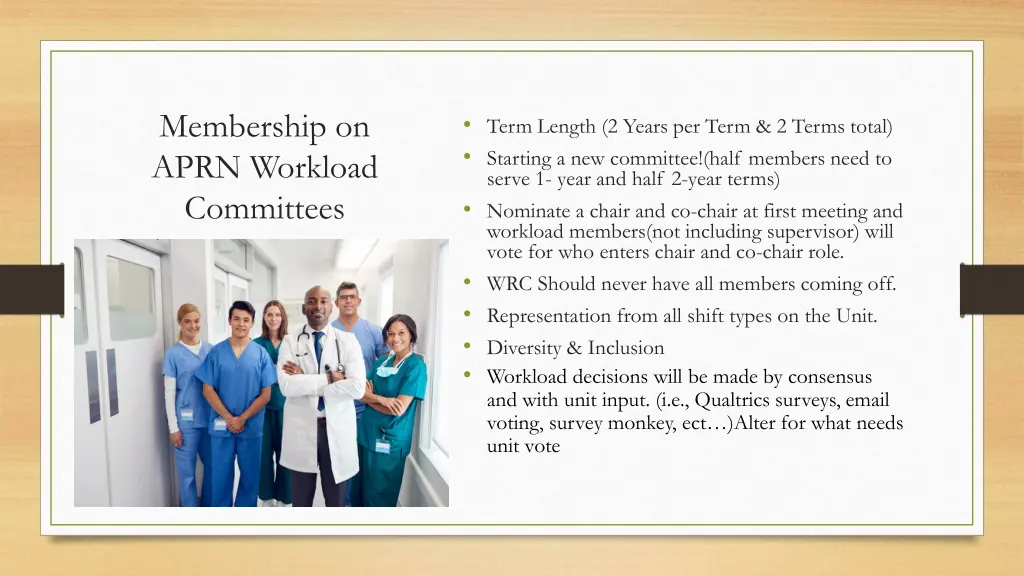 membership on aprn workload committees