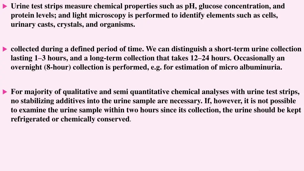 urine test strips measure chemical properties