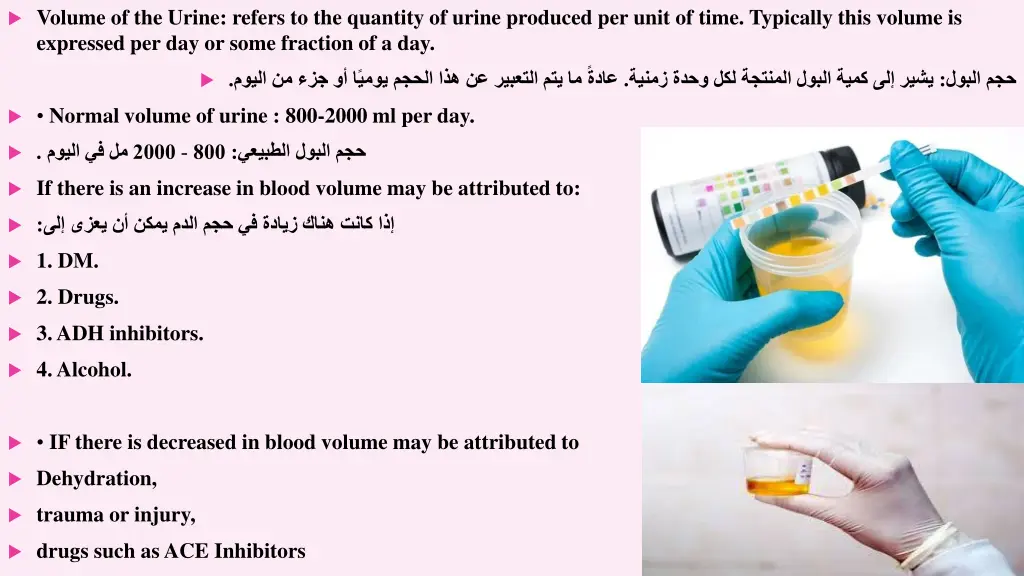 volume of the urine refers to the quantity