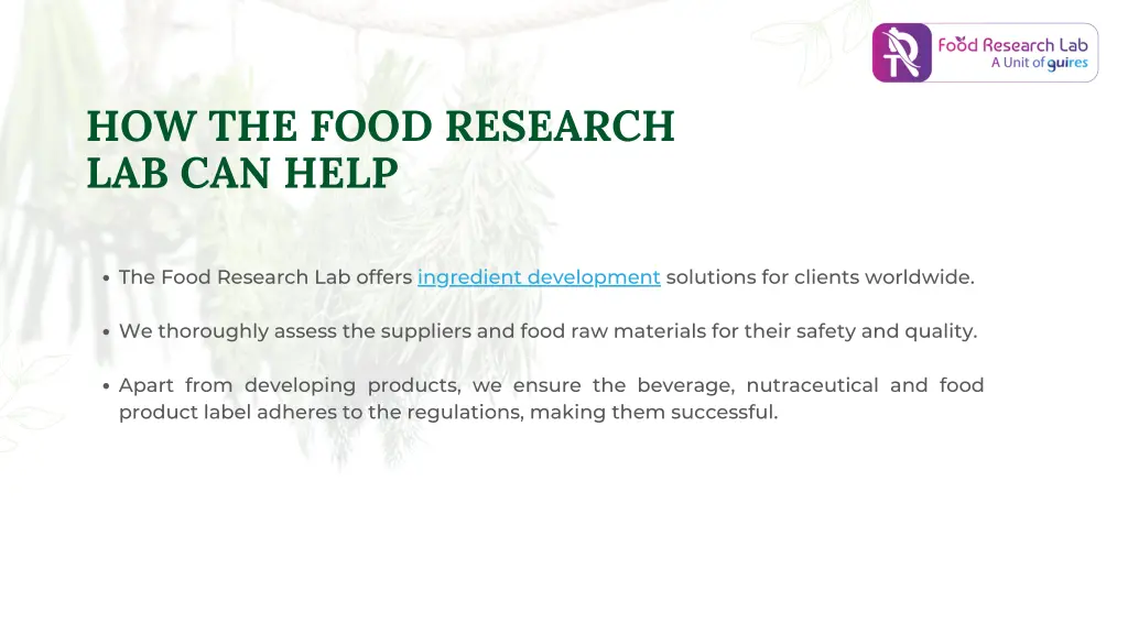 how the food research lab can help