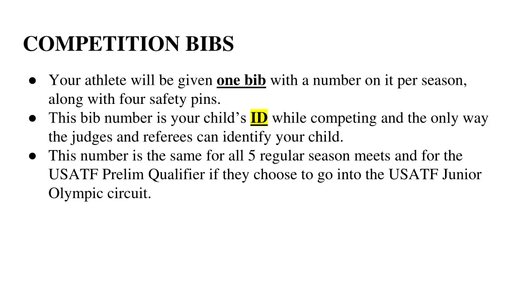 competition bibs